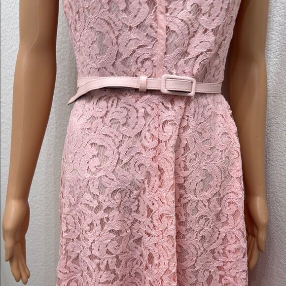 Eva Mendes New York Co Pink Lace A Line Flutter Short Sleeve Midi Dress Sz 4 - Picture 6 of 17